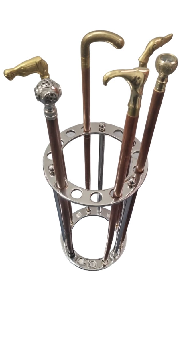 Walking Stick Stand - Aluminium ( Holds 'brolly' or Umbrella & 12 Walking sticks ) - Vintage World Australia - 3