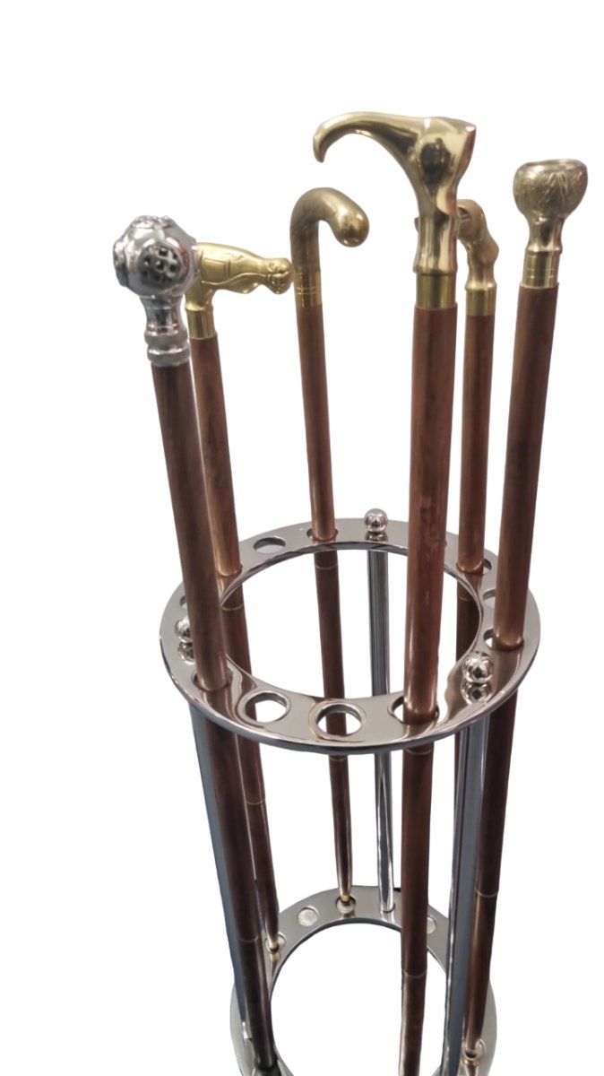 Walking Stick Stand - Aluminium ( Holds 'brolly' or Umbrella & 12 Walking sticks ) - Vintage World Australia - 7