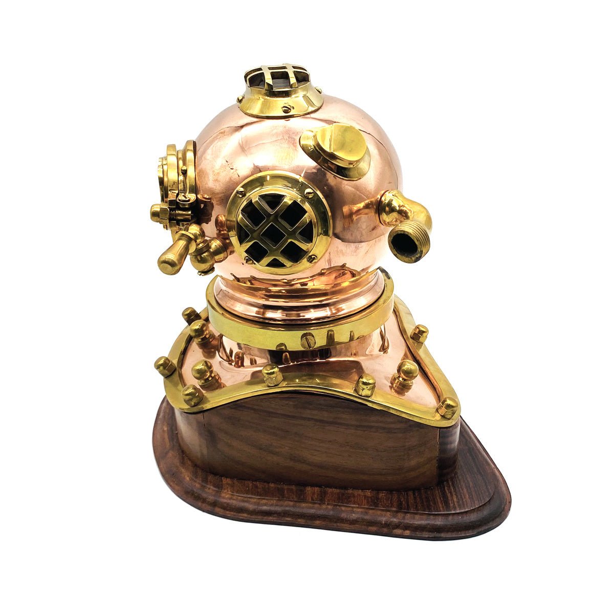 US Navy Mark V Diving Helmet – Copper Miniature 250mm- (DH100A) - Vintage World Australia - 3