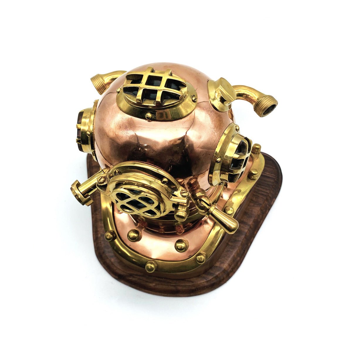 US Navy Mark V Diving Helmet – Copper Miniature 250mm- (DH100A) - Vintage World Australia - 6