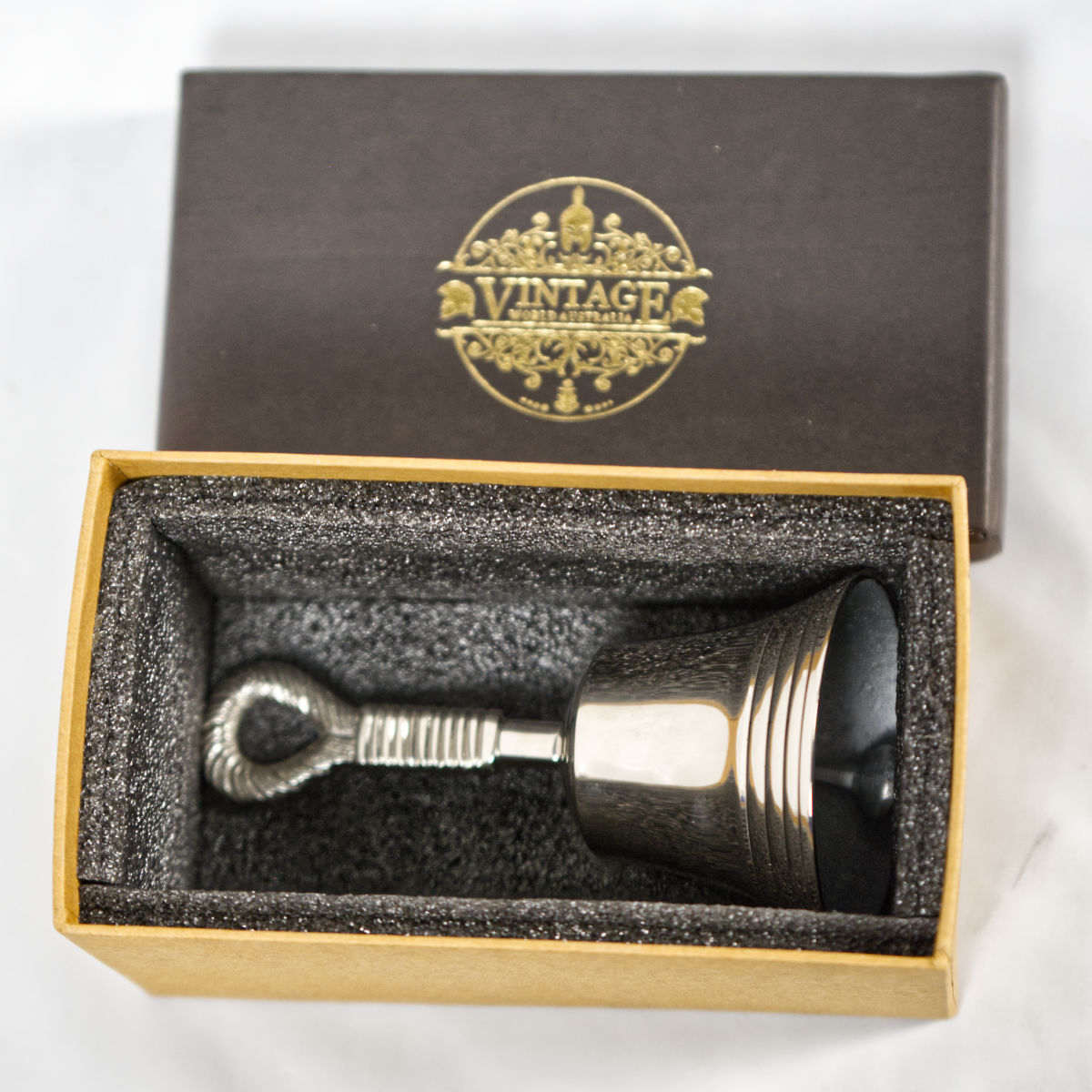 Nickel Finish Premium Quality Brass Hand Bell - 80mm