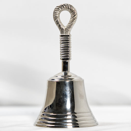 Nickel Finish Premium Quality Brass Hand Bell - 80mm