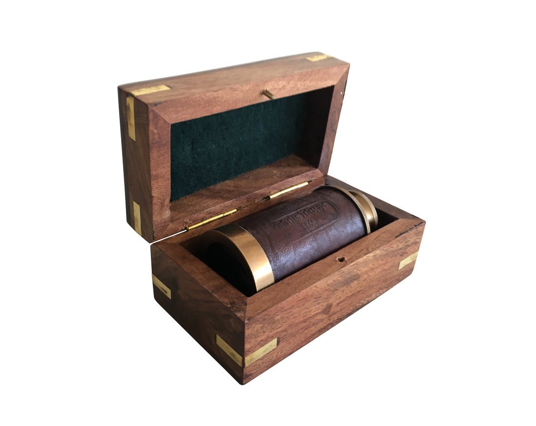 Pocket Spyglass 150mm - Wooden Box - (TN104) - Vintage World Australia - 2