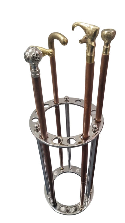 Walking Stick Stand - Aluminium ( Holds 'brolly' or Umbrella & 12 Walking sticks ) - Vintage World Australia - 1
