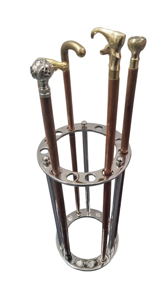 Walking Stick Stand - Aluminium ( Holds 'brolly' or Umbrella & 12 Walking sticks ) - Vintage World Australia - 1