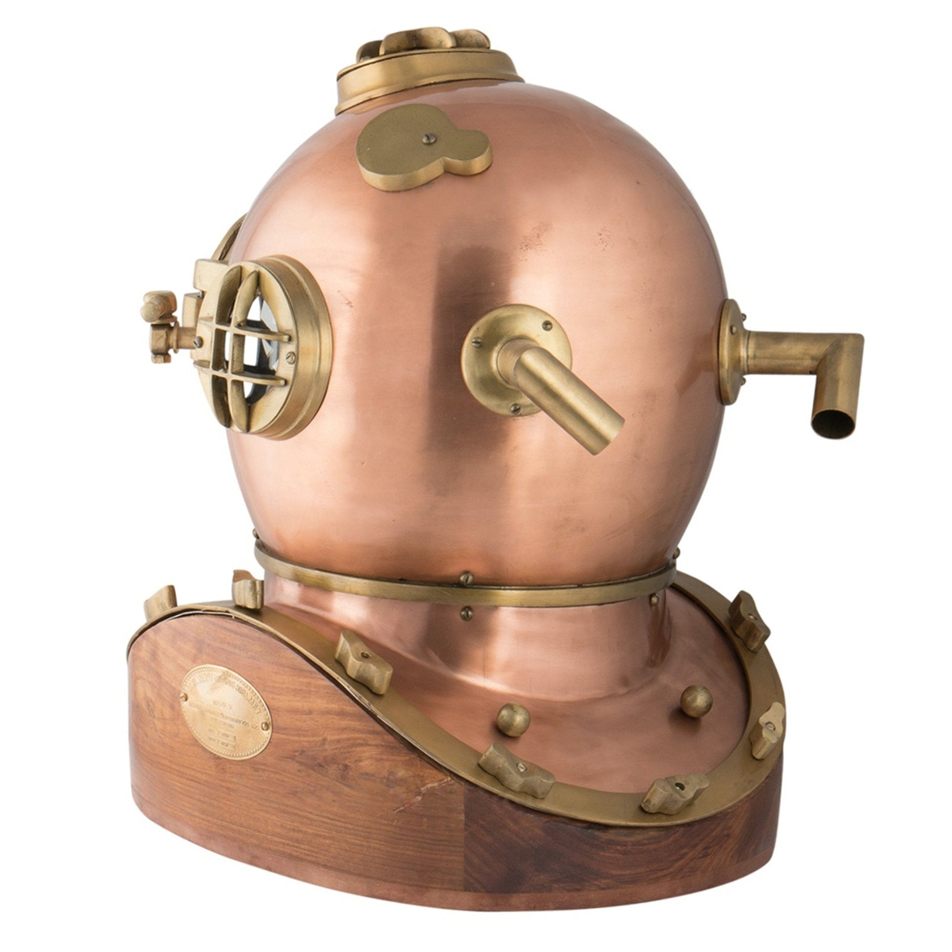 US Navy Mark V Diving Helmet - Wooden Base - ( DH101 ) - Vintage World Australia - 3
