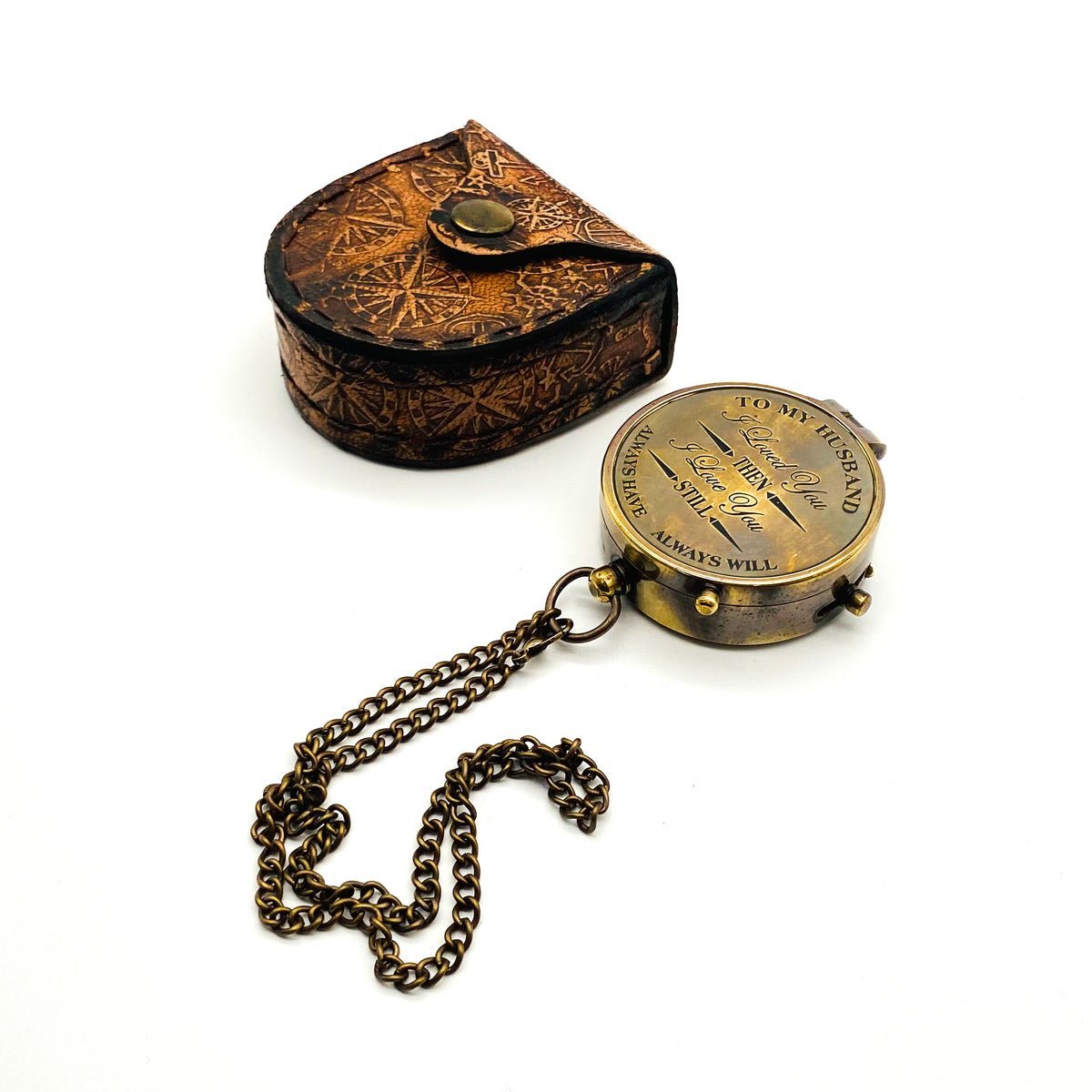 45mm Pocket Compass with message - Husband - Vintage World Australia - 2