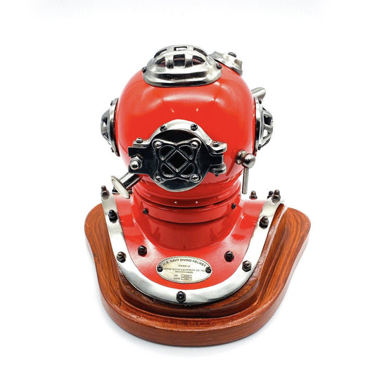 US Navy Mark V Diving Helmet Miniature 230mm - Red- (DH100E) - Vintage World Australia - 1