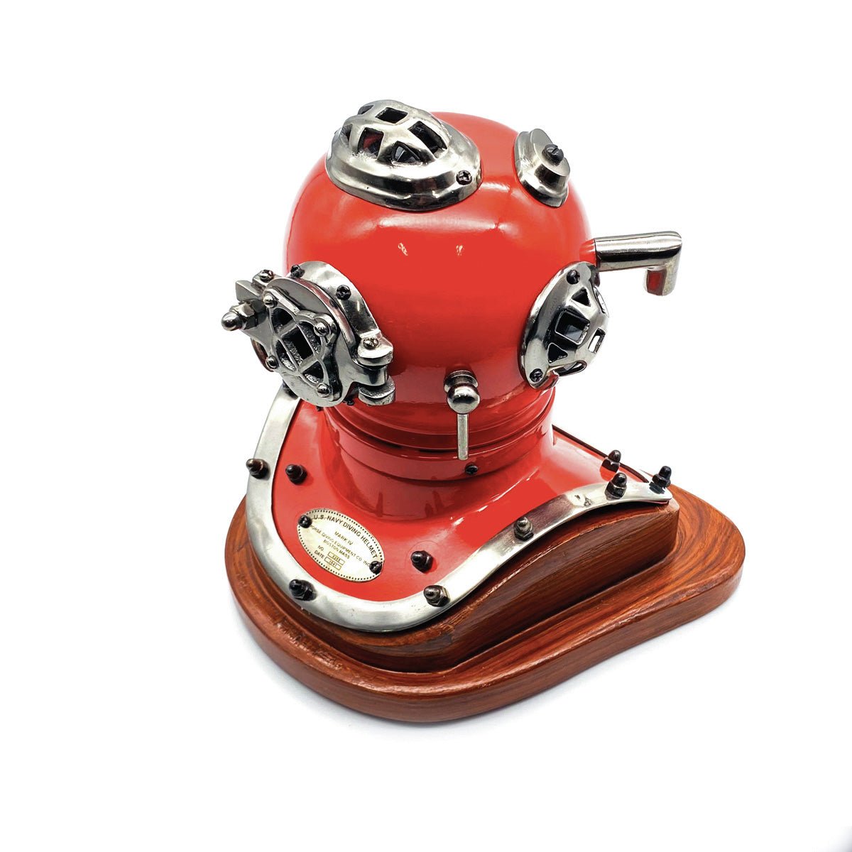 US Navy Mark V Diving Helmet Miniature 230mm - Red- (DH100E) - Vintage World Australia - 6