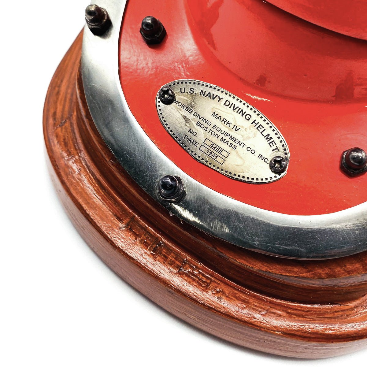 US Navy Mark V Diving Helmet Miniature 230mm - Red- (DH100E) - Vintage World Australia - 7