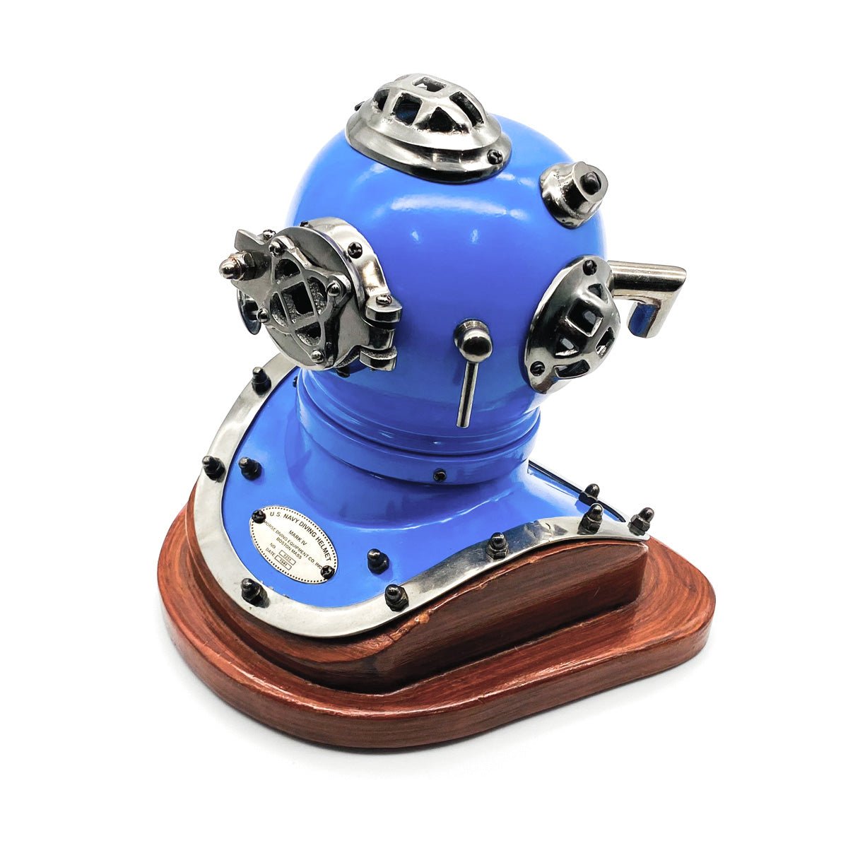 US Navy Mark V Diving Helmet Miniature 230mm - Blue- (DH100D) - Vintage World Australia - 5