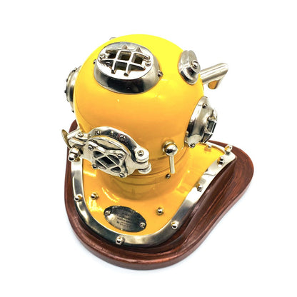 US Navy Mark V Diving Helmet Miniature 230mm - Yellow- (DH100C) - Vintage World Australia - 3