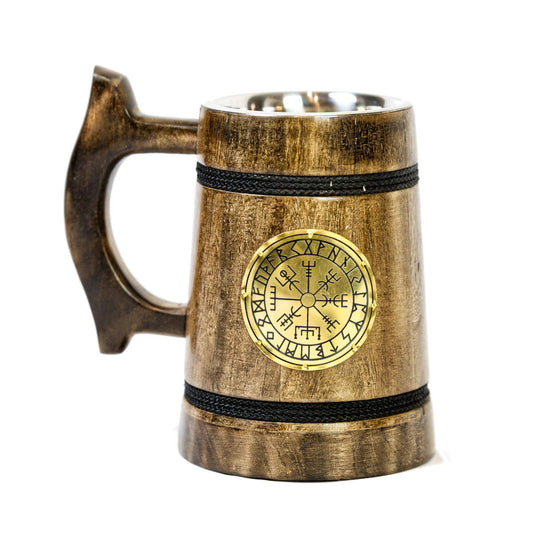 Medieval Beer Mug - The Vegvisir, the viking compass