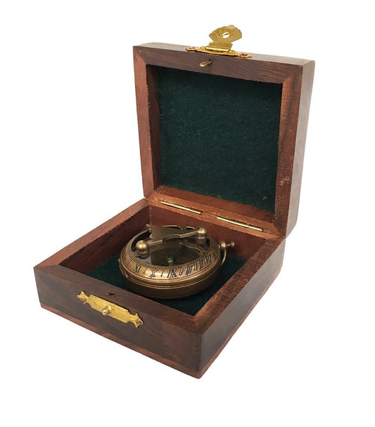 Antique Finish 45mm Pocket Sundial Compass - Vintage World Australia - 1