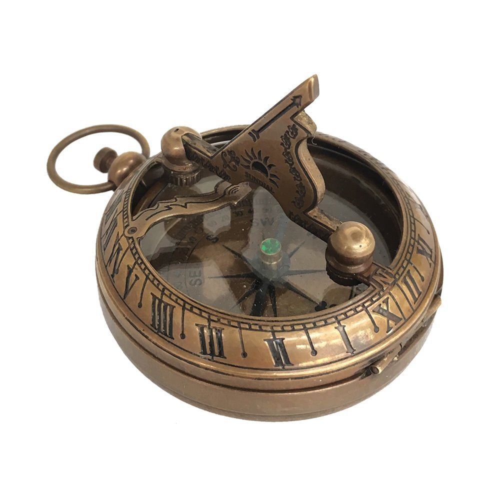 Antique Finish 45mm Pocket Sundial Compass - Vintage World Australia - 3