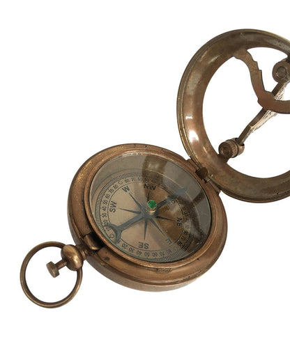 Antique Finish 45mm Pocket Sundial Compass - Vintage World Australia - 4