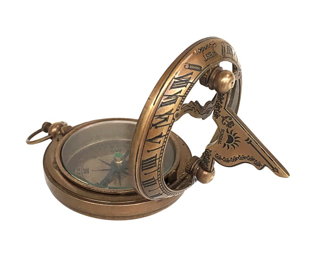 Antique Finish 45mm Pocket Sundial Compass - Vintage World Australia - 2