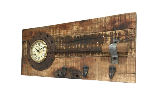 Wall Clock - Frying Pan On Recycled Wood - (TC111) - Vintage World Australia - 3